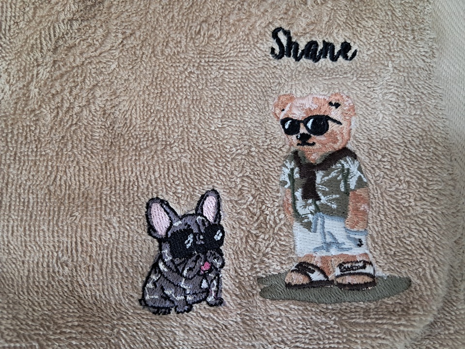 ปักการ์ตูนผ้าขนหนู