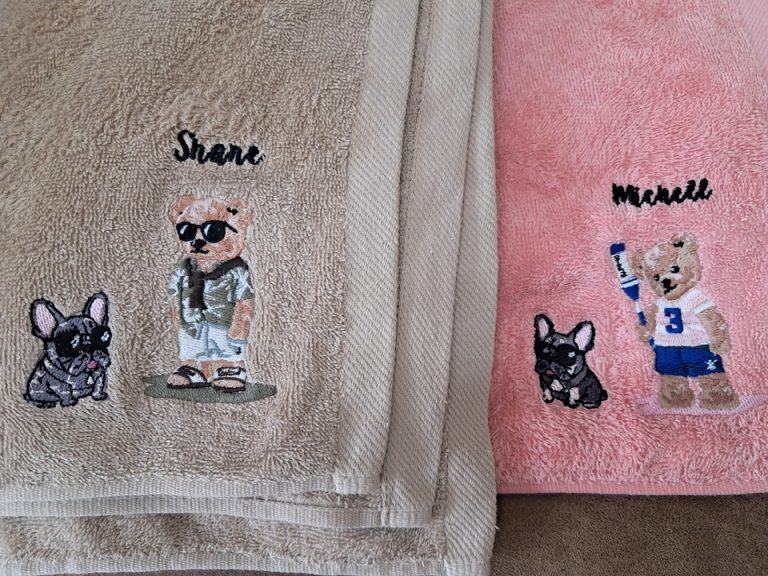 ปักการ์ตูนผ้าเช็ดตัว